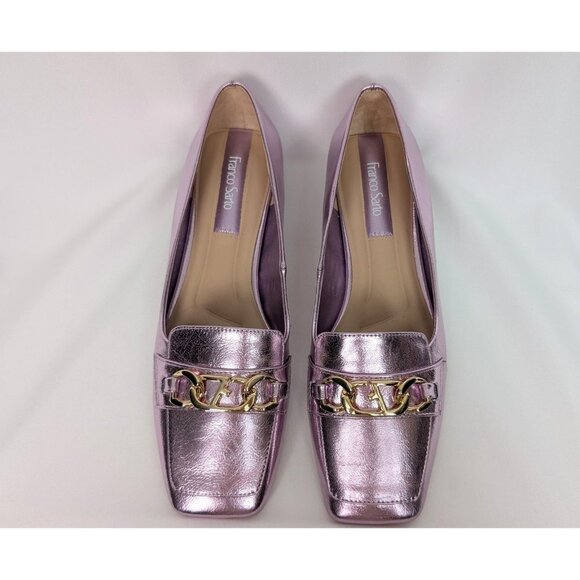 Franco Sarto Shoes - Franco Sarto 8M Shoes Light Pink Purple Metallic Tiari Slip-On Loafers Flats